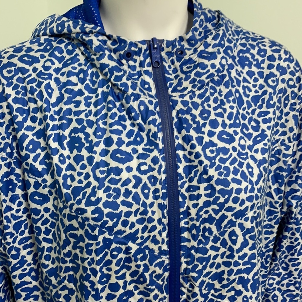 Adidas NEO Blue White Animal Print Wind Breaker Zipper Jacket Large - Picture 3 of 7